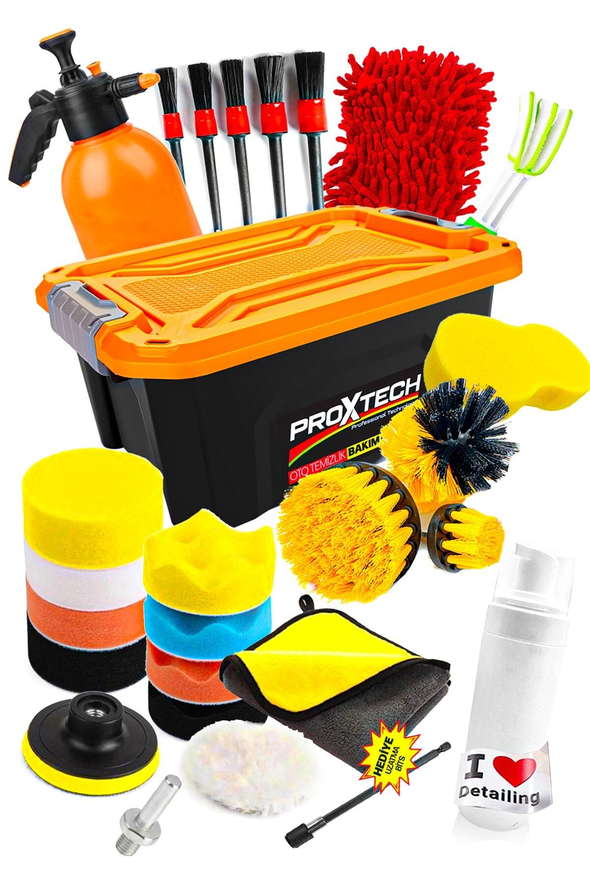 PROXTECH Premium Seri Profesyonel Temizlik 27 Parça Matkapa Uyumlu Fırça Seti Temizlik Çantası