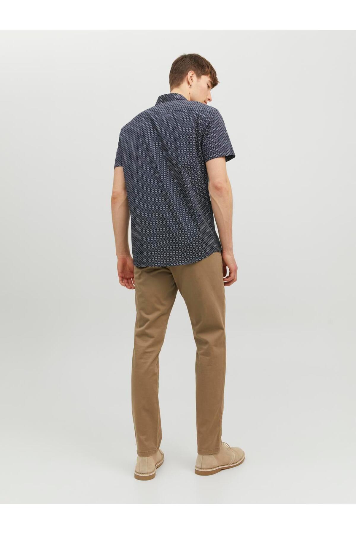 پیراهن جک اند جونز مردانه Pamuk - Poliamid آبی سرمه ای  راسته Slim Fit/اسلیم فیت    Slim/اسلیم فیت Daily/روزانه | Jack & Jones 12231865 - تصویر 5