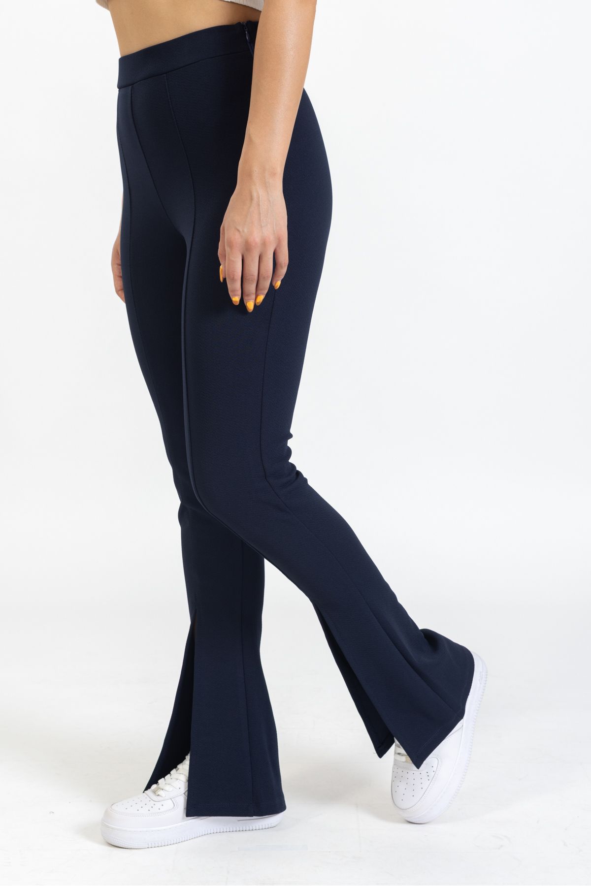 macharelbasic-pantaloni de damă bleumarin cu talie înaltă, slim fit 4