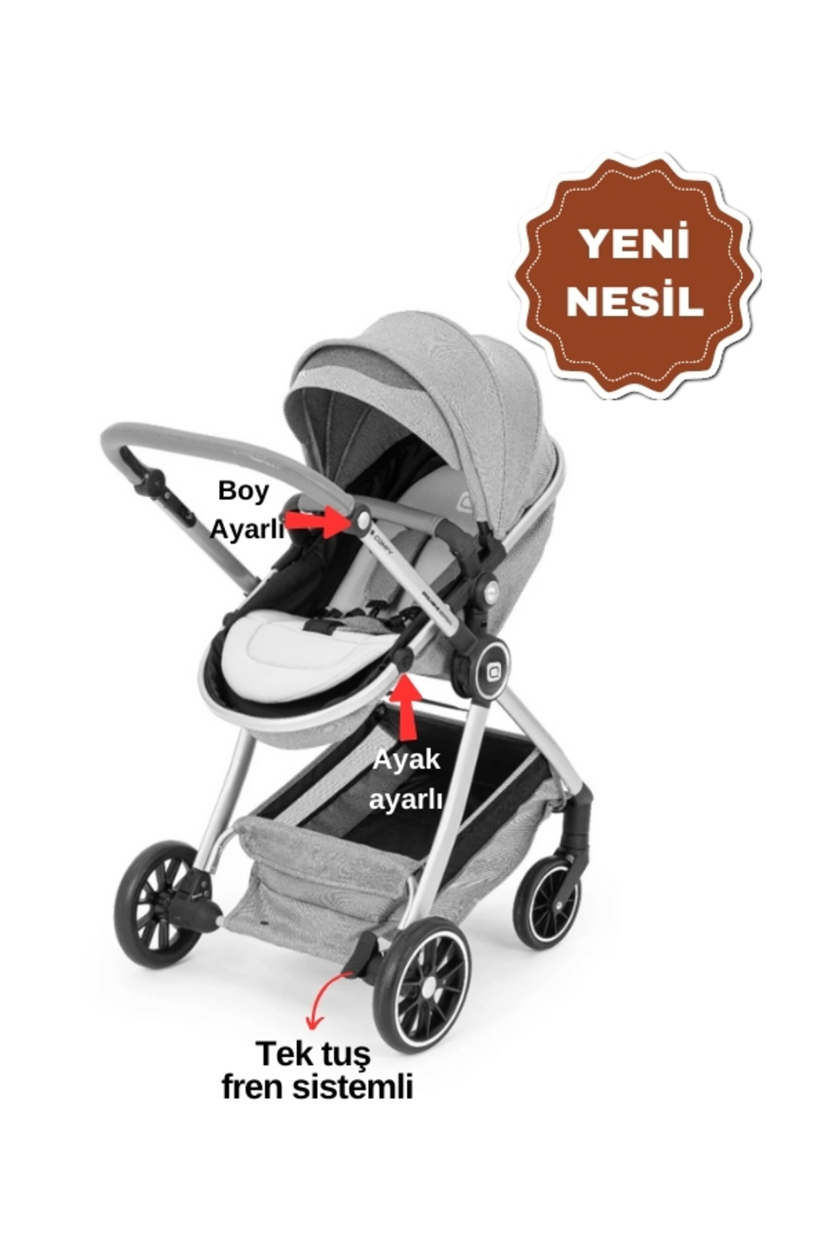 modabebekler Süspansiyonlu ,Amartisörlü tek tuş fren sistemli , Katlanır Travel Bebek Arabası fotoğrafı 2 (önizleme)