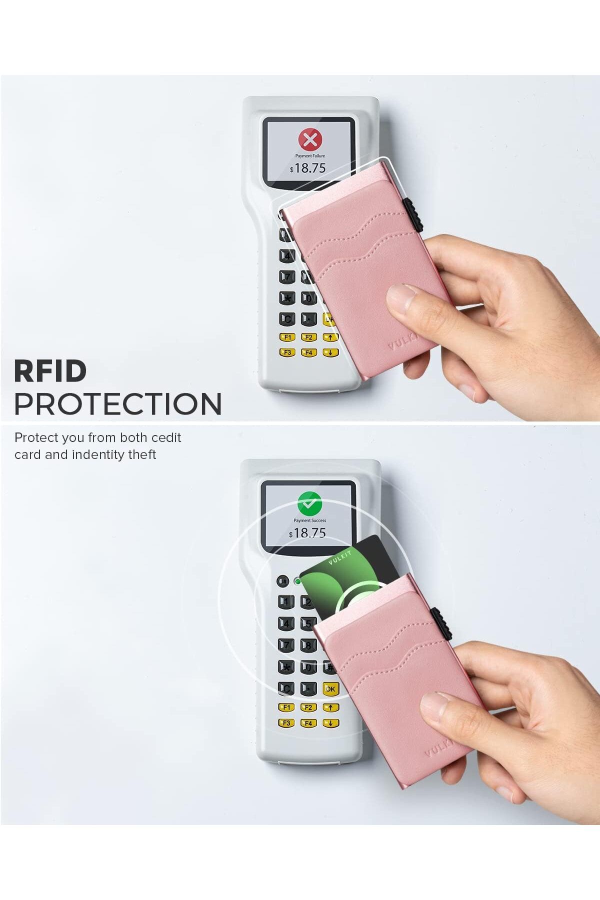 کیف پول نازک پاپ آپ با محافظت RFID | جیب کارت فلزی و چرمی | ظرفیت ۵ کارت | طراحی جمع و جور VULKIT