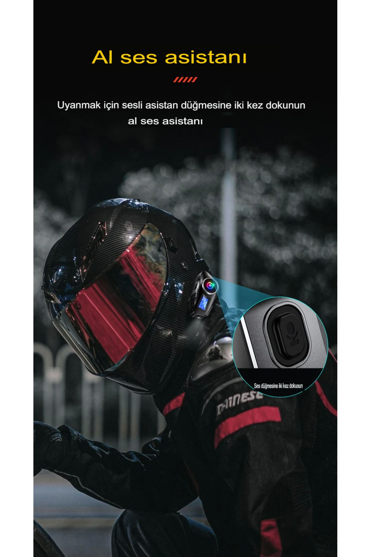 2 Intercom Bağlantılı Radyolu Lcd Ekranlı Işıklı Su Geçirmez Motorcu Kask Kulaklık Müzik Çalar