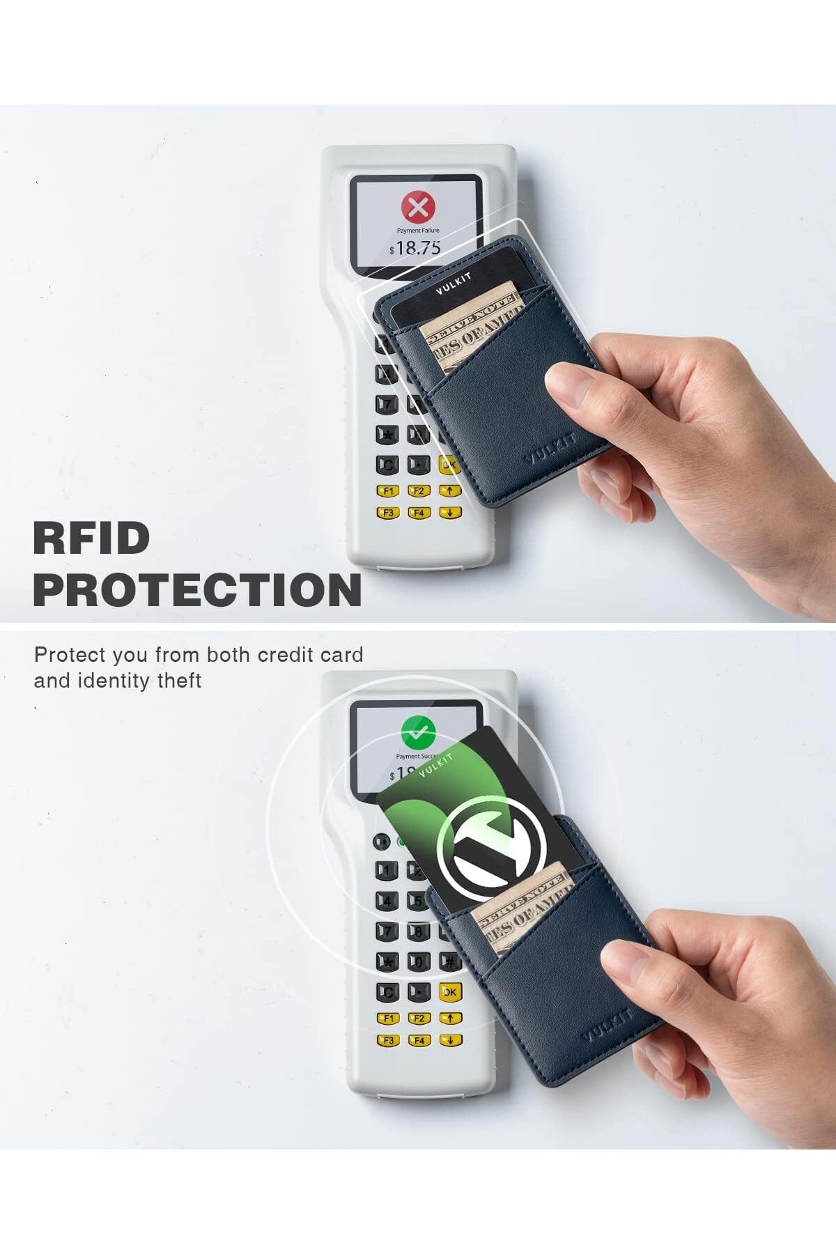 نگهدارنده کارت مخصوص موبایل - چرم لوکس، نازک و ضد RFID با چسب قوی VULKIT