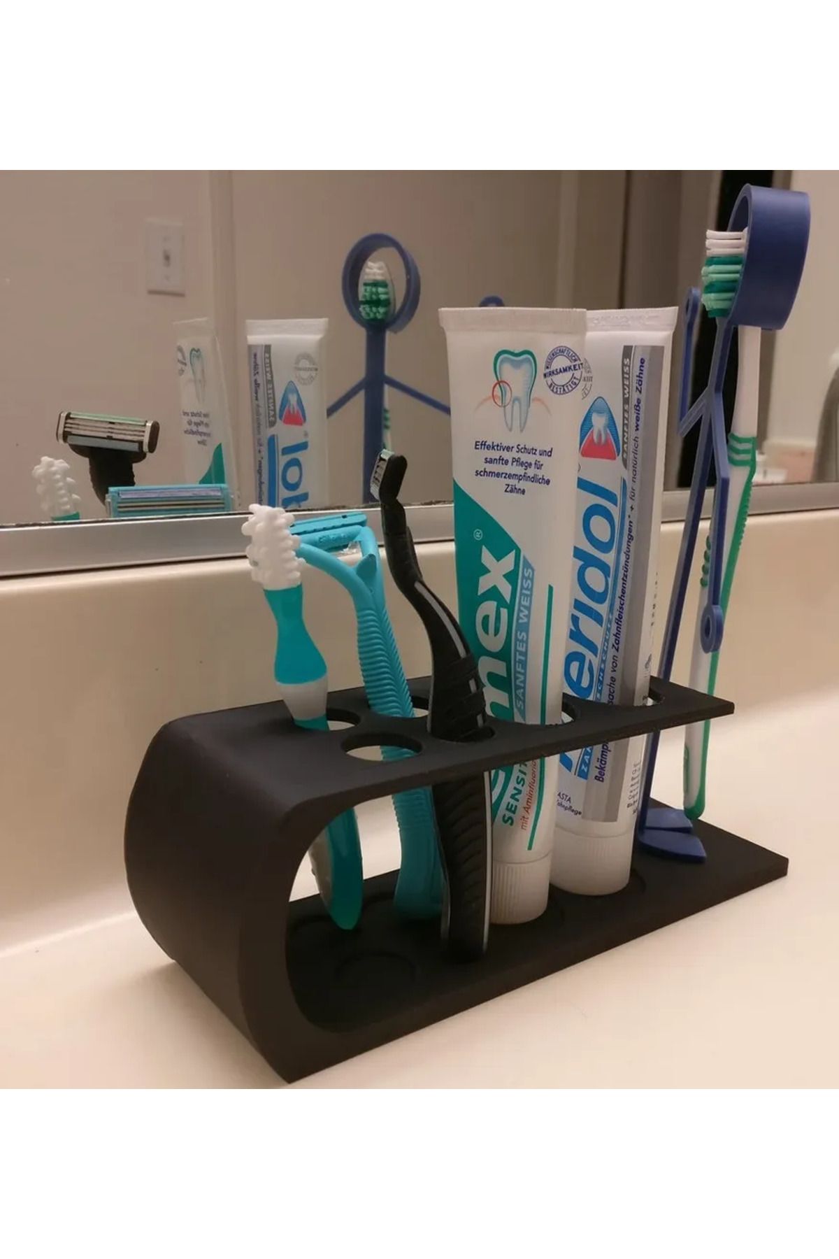 Figürlab-Black Toothbrush Holder Toothpaste Stand Holder 2