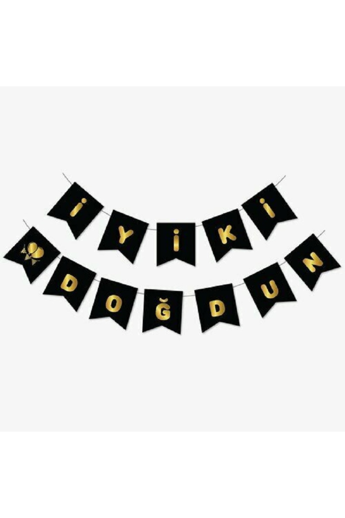 turkuaz parti İYİ Kİ DOĞDUN BANNER SİYAH GOLD YAZILI