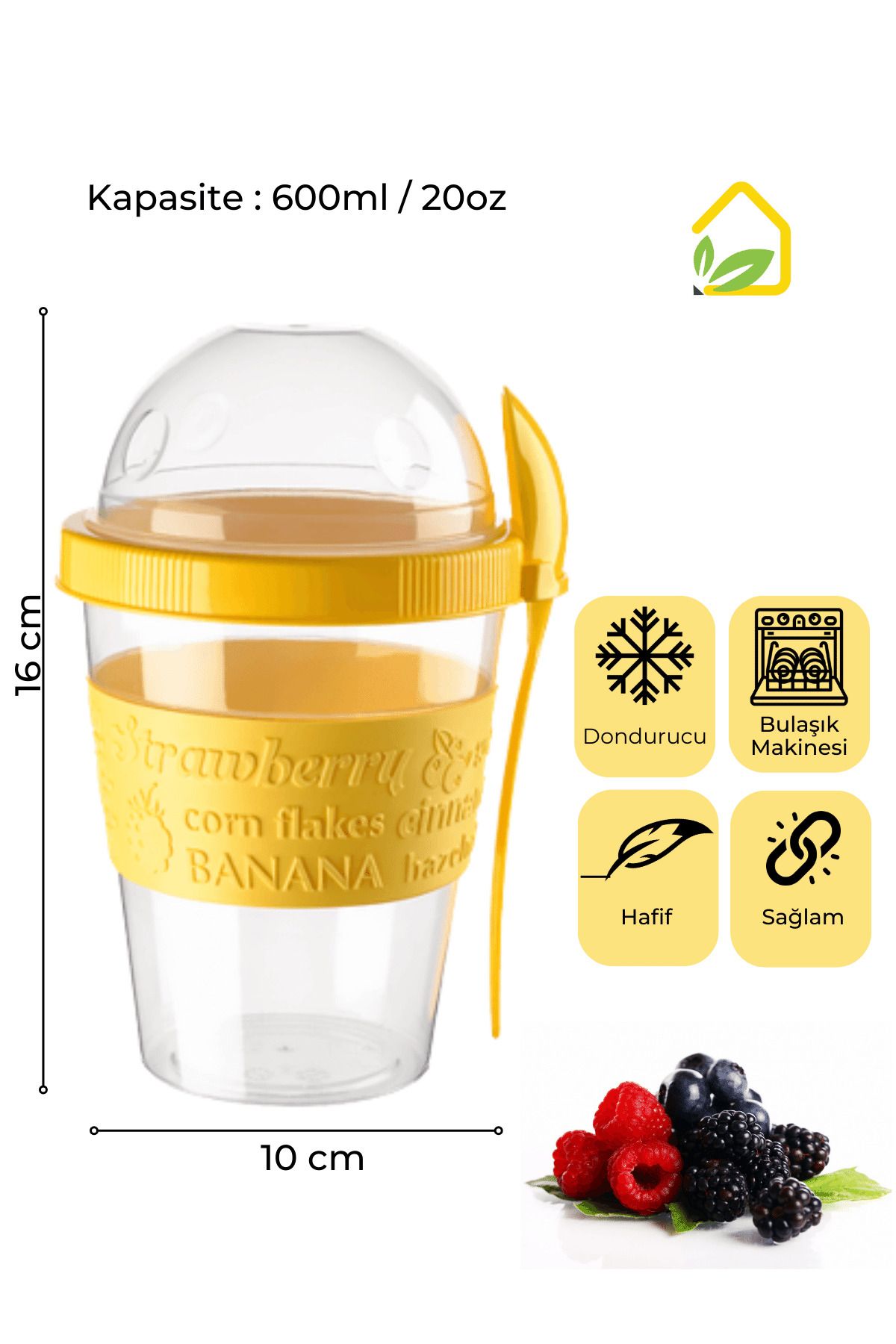 Titiz-4-Piece Prepare and Go Fruit Yogurt Container with Spoon and Practical Portable Snack Musli Container 7