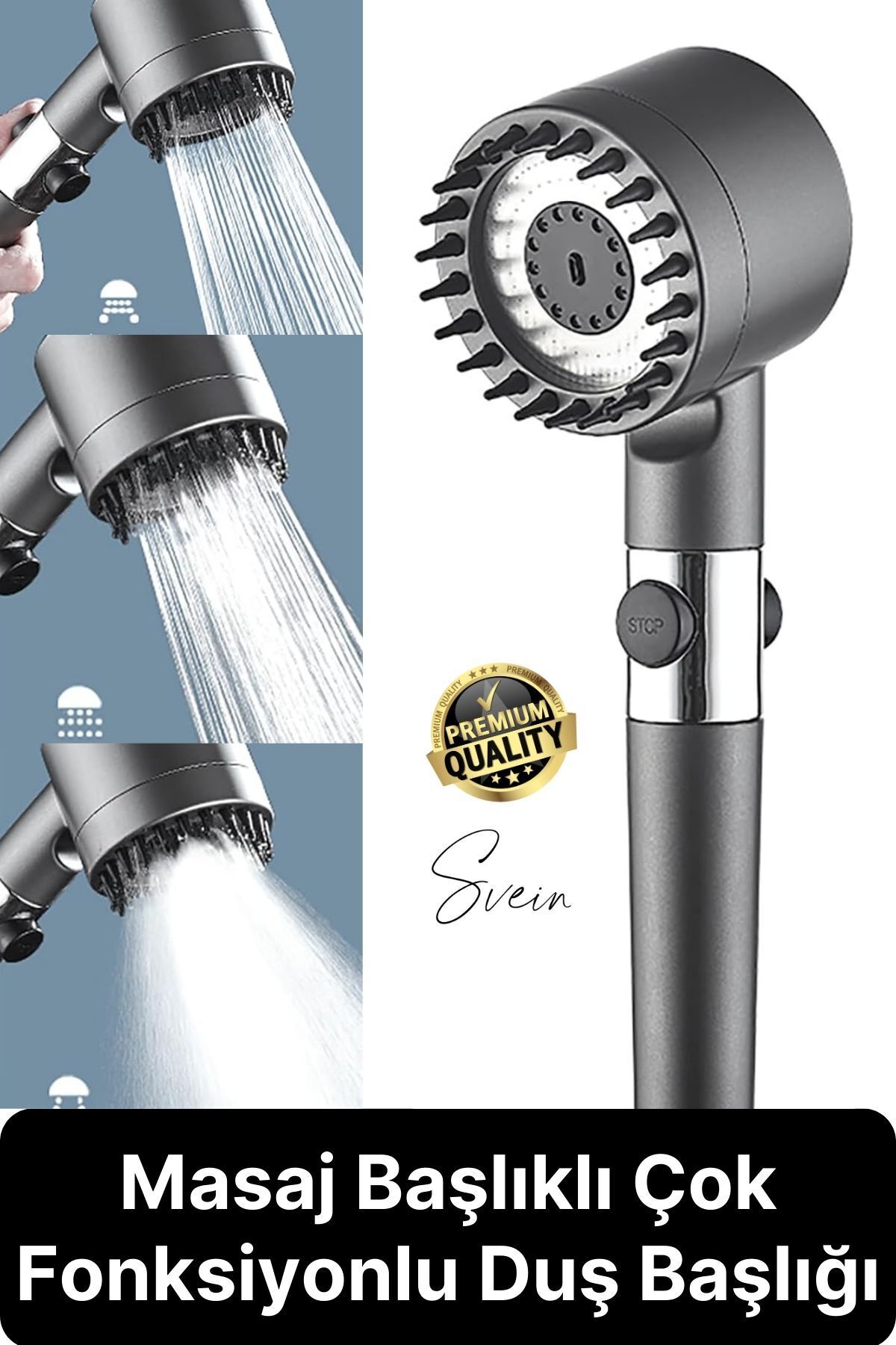 Premium Massage Multifunctional On-Off Therapy Hand Peak Shower Head Adjustable Handshower