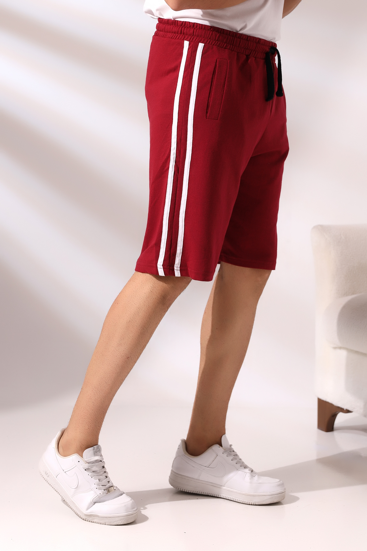 شلوارک برمودا  مردانه پنبه-پلی استر بورگاندی بیسیک راسته Regular/رگولار فاق نرمال   Regular/رگولار Daily/روزانه | Endies 132EY470004 TR - تصویر 3