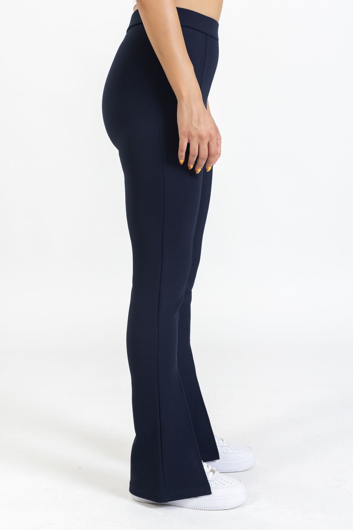 macharelbasic-pantaloni de damă bleumarin cu talie înaltă, slim fit 3