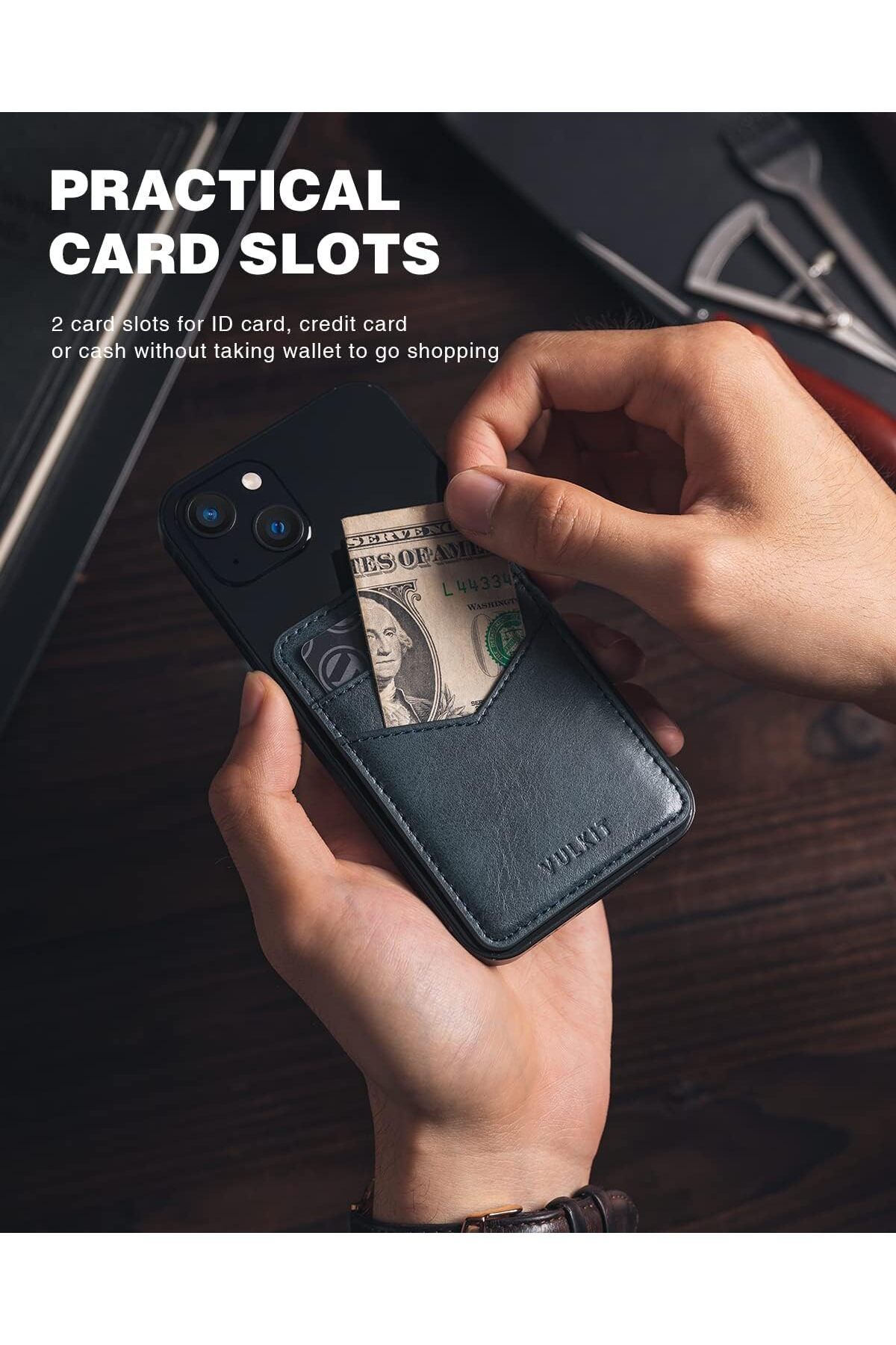 کیف کارت نازک برای موبایل | چرمی، چسبی، مسدودکننده RFID - خرید آنلاین VULKIT