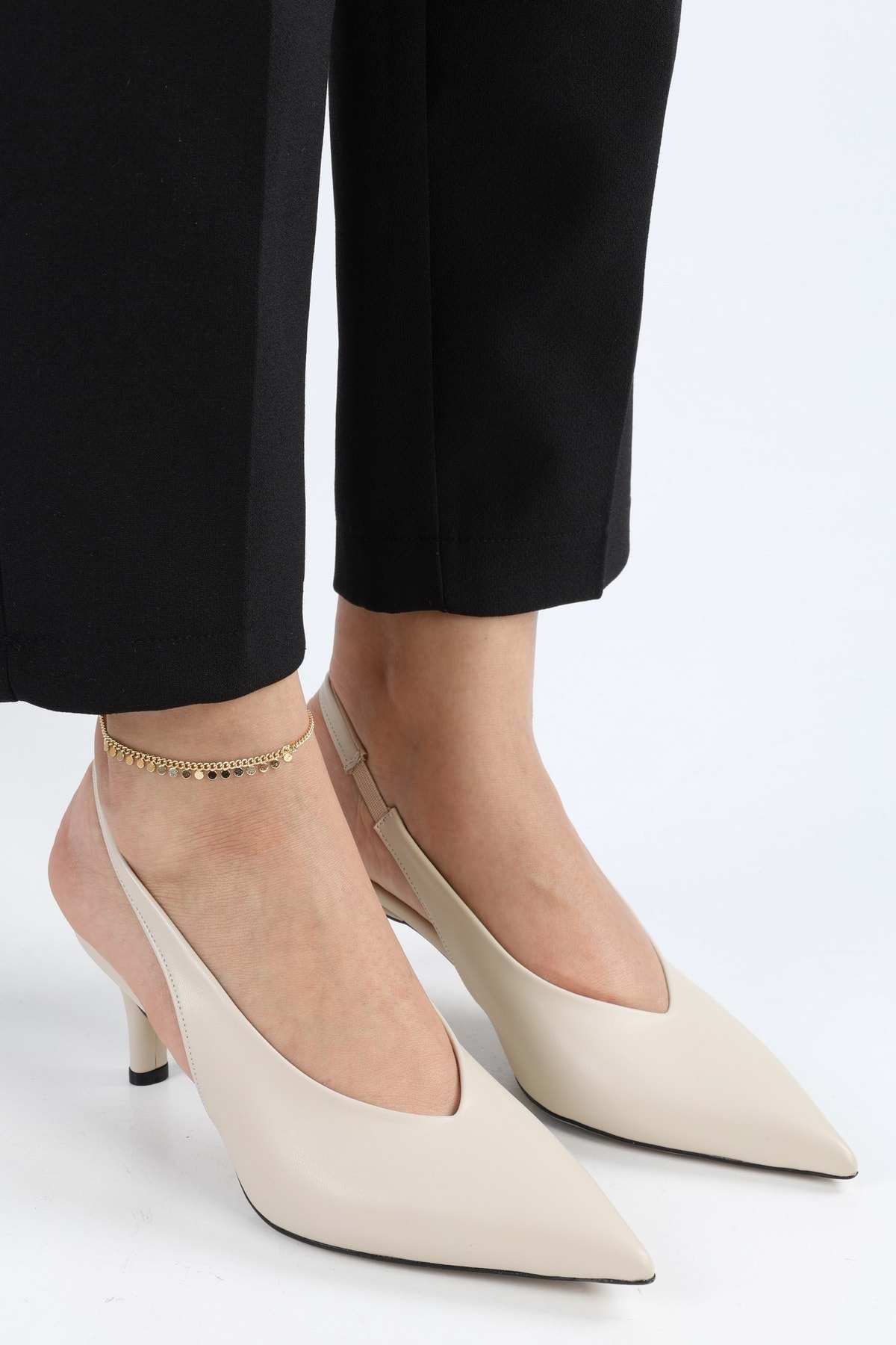 Haidee Beige Leather Women's Stiletto