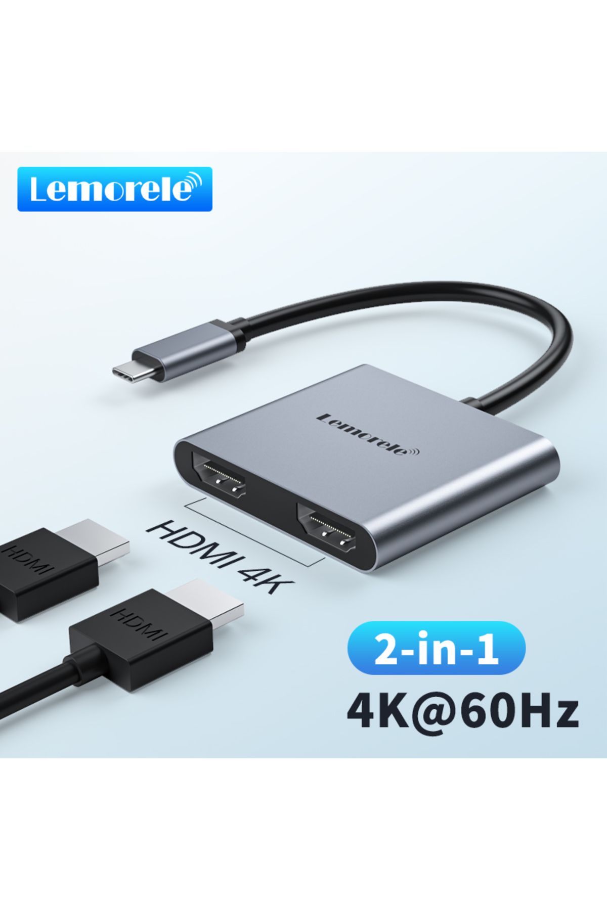lemorele-USB C to Dual HDMI Adapter 4K 60Hz Dual Monitor Adapter 2 in 1 Type C Thunderbolt 3 to H... 8