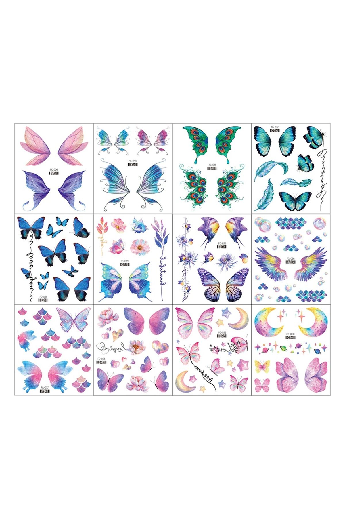 Choice-12 Sheets Butterfly Tattoos Temporary for Kids Women Eyes Make Up Galaxy Waterproof Face Tattoo S... 1