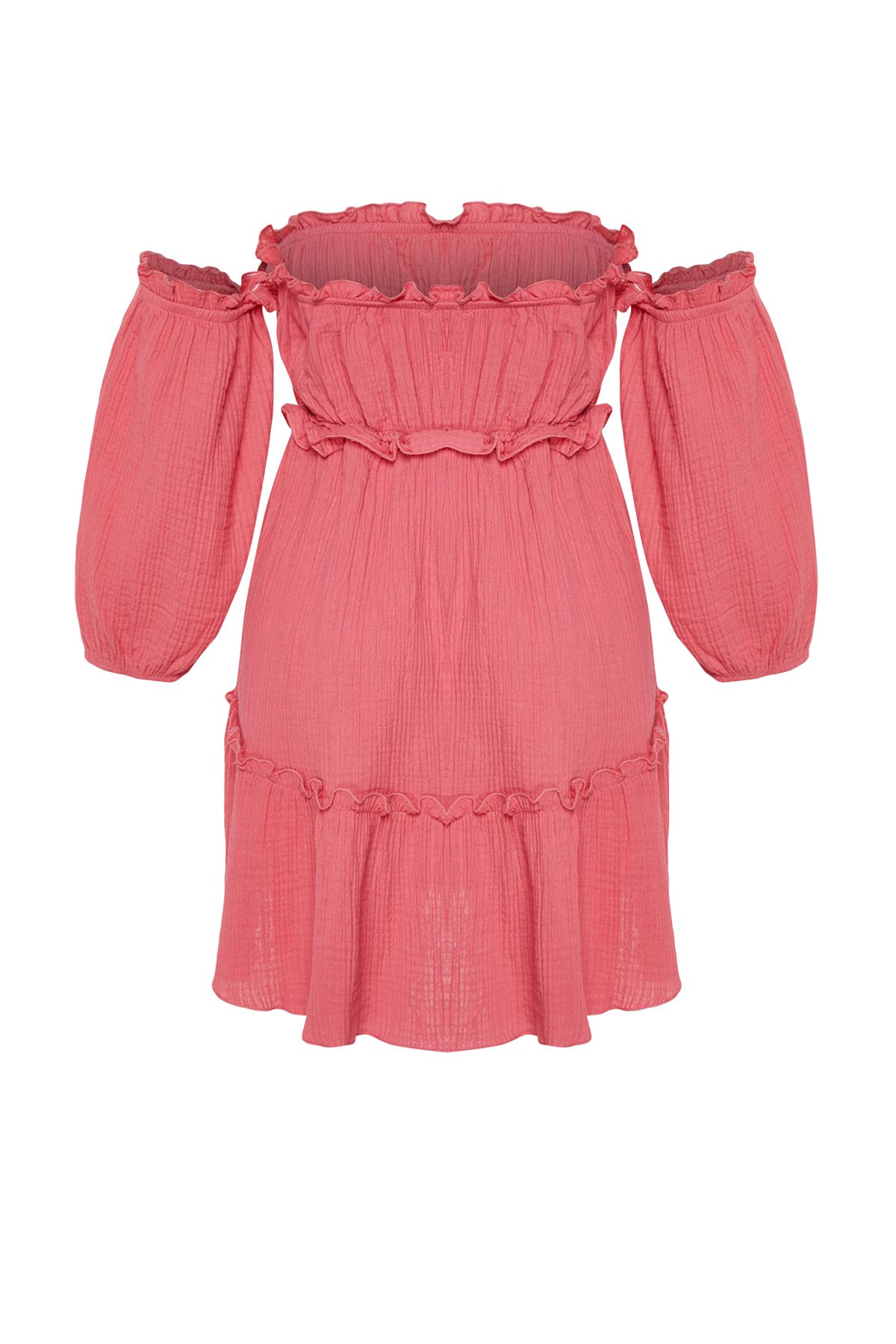 Trendyol Collection-Muślinowa sukienka plażowa mini w kolorze fuksji TBESS24EL00112 8