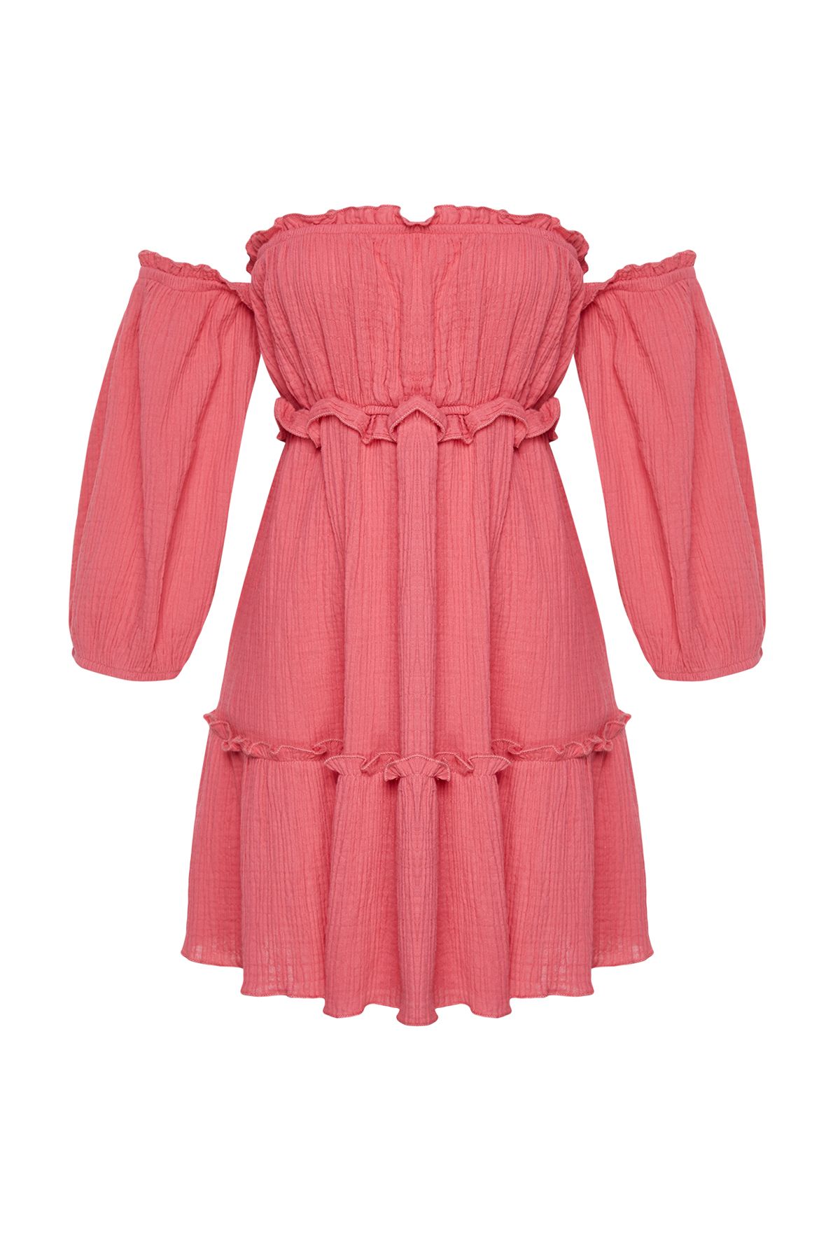 Trendyol Collection-Muślinowa sukienka plażowa mini w kolorze fuksji TBESS24EL00112 7