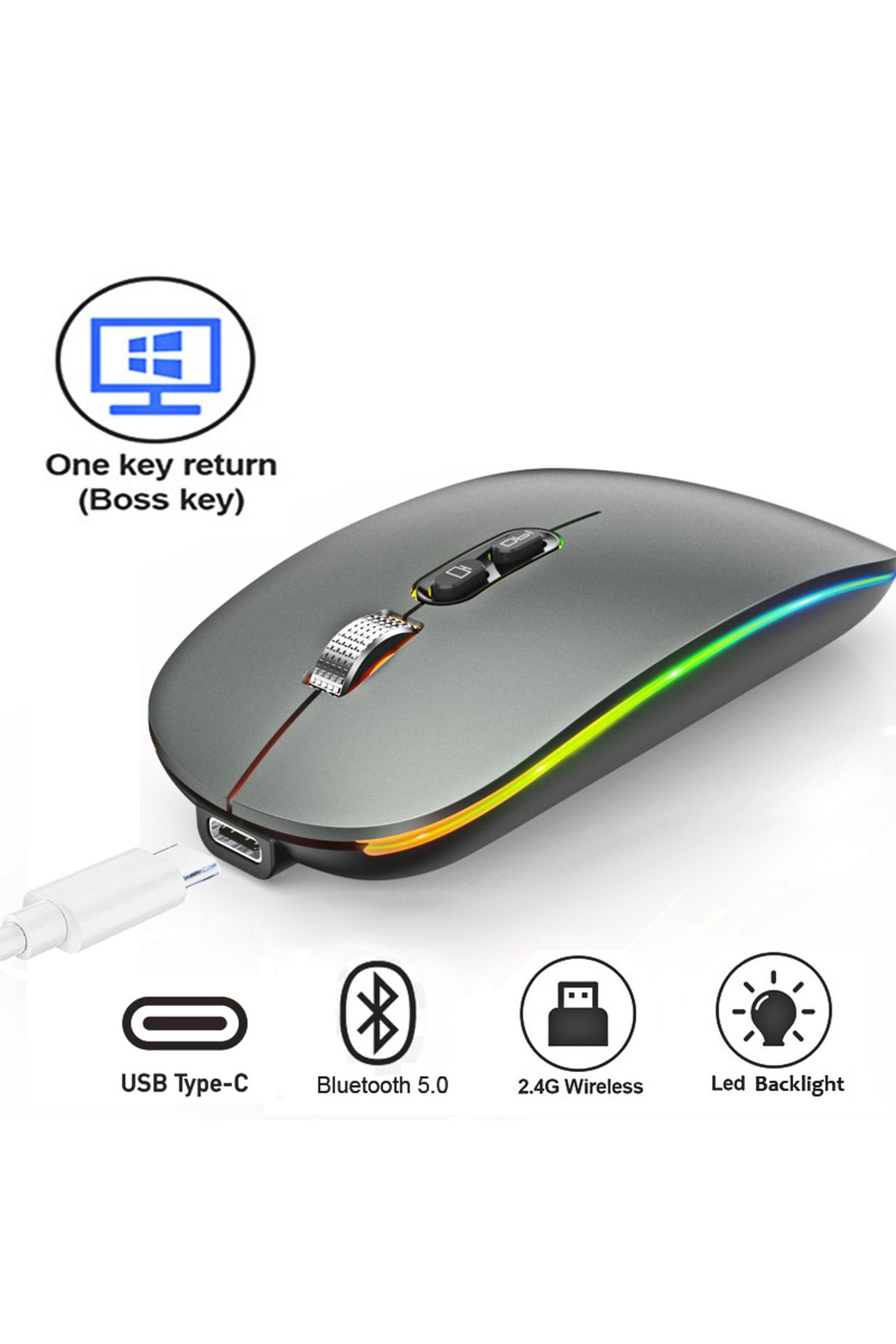 Choice-Dual Mode Bluetooth 2.4G Wireless Mouse One-Click Desktop Function Type-C Rechargeable Silent Bac... 8