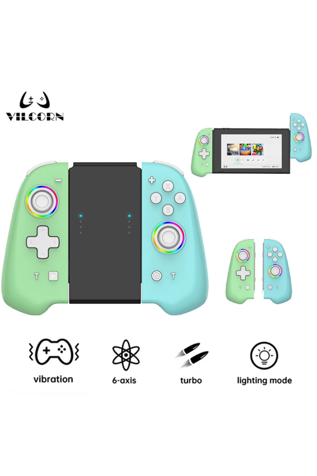 VILCORN-Joypad Game Controller Wireless (L/R) For Nintendo Switch / OLED Lite Gamepad Joysticks Con With ... 8