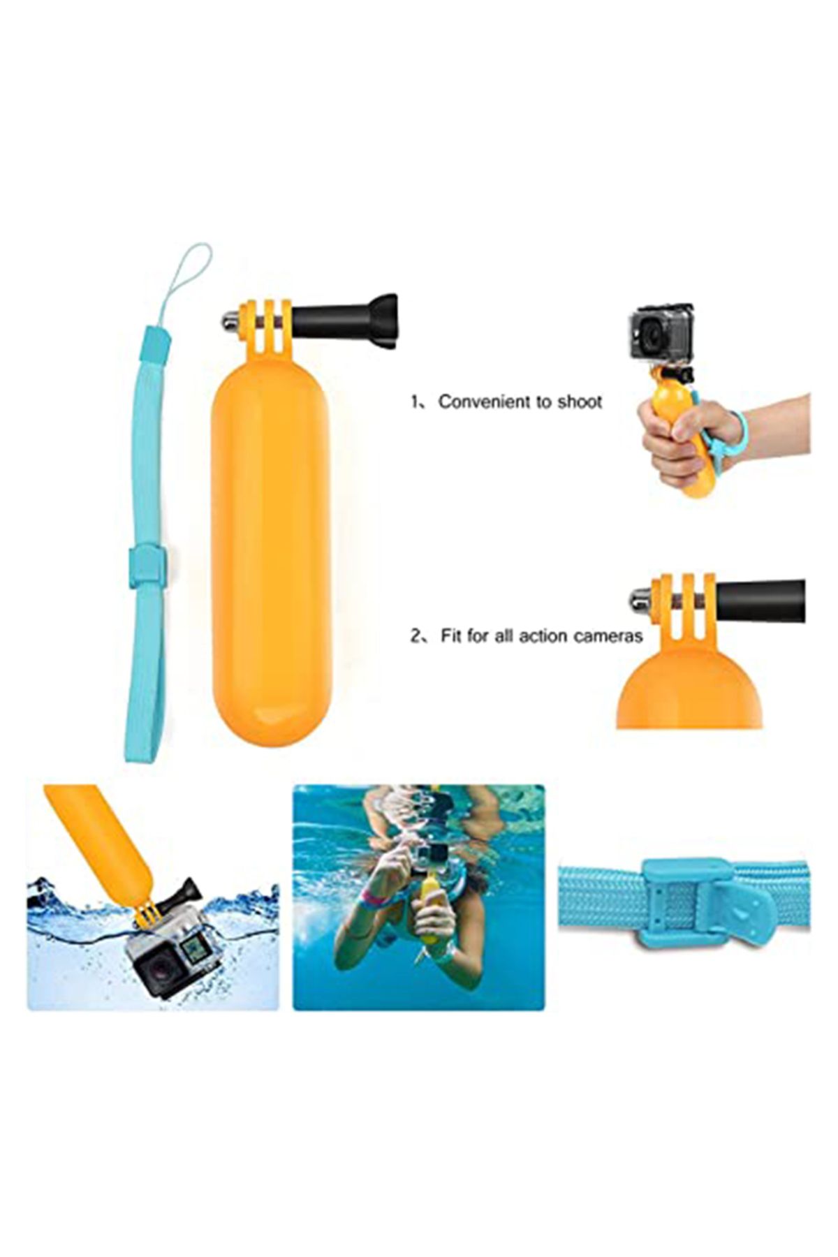 EXSKOF-Floating Hand Grip Handle Stick Bobber Floaty For GoPro Hero 12 11 10 9 8 7 6 Insta360 X2 X3 DJI ... 3