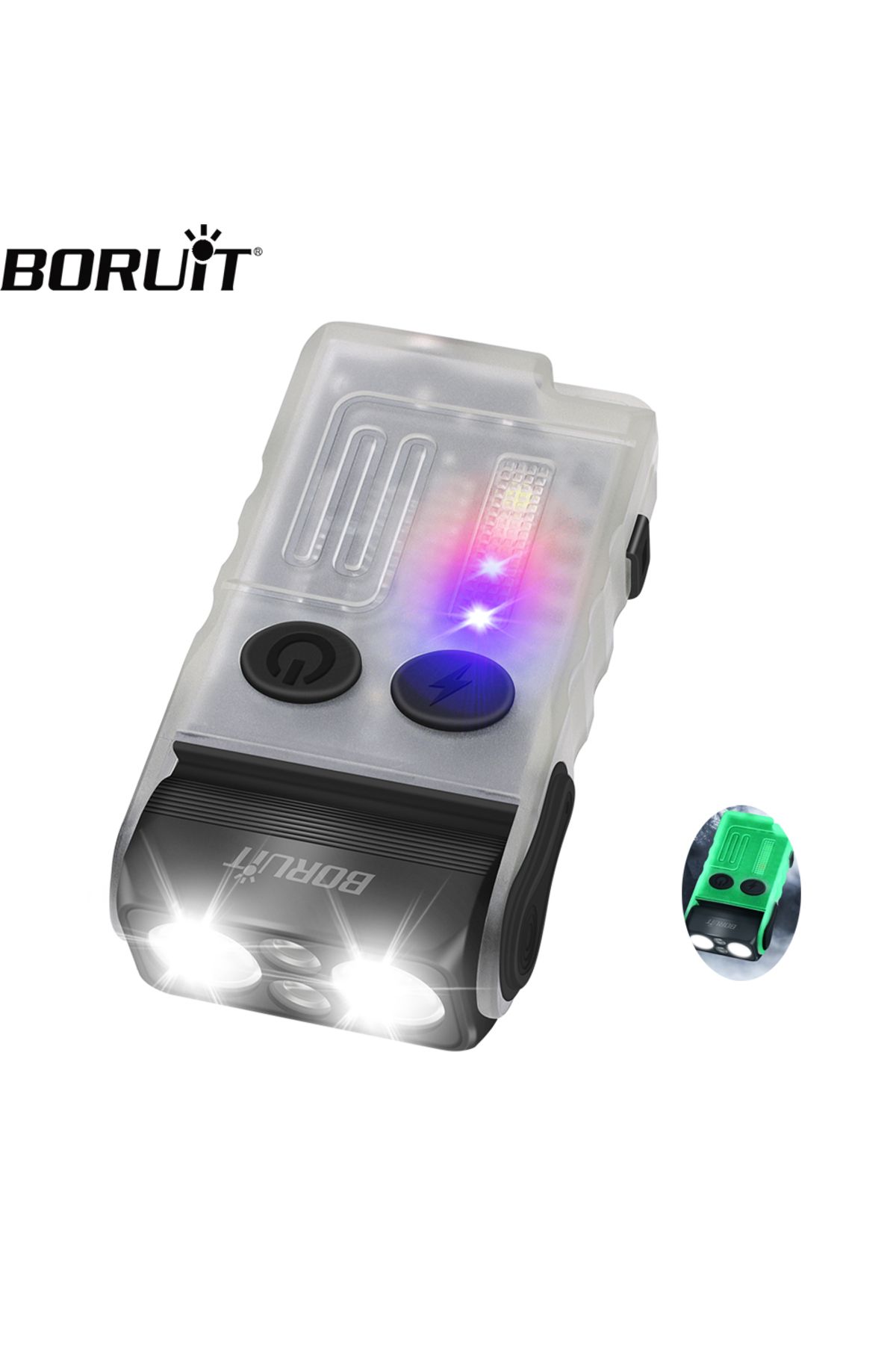 Choice-BORUiT V20 Keychain EDC LED Flashlight Head Swivels Type-C Rechargeable Magnet Torch Buzzer Work ... 2