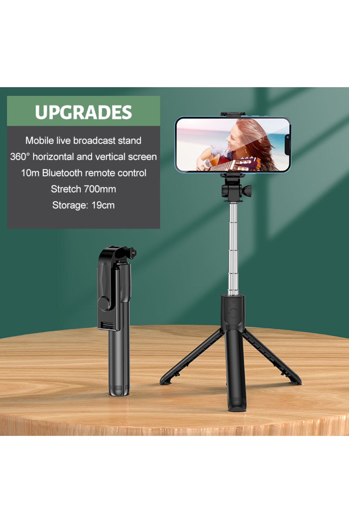 HONGDAK-Bluetooth Cell Phone Selfie Stick Tripod Wireless Remote multifunctional Extendable Portable Phon... 5