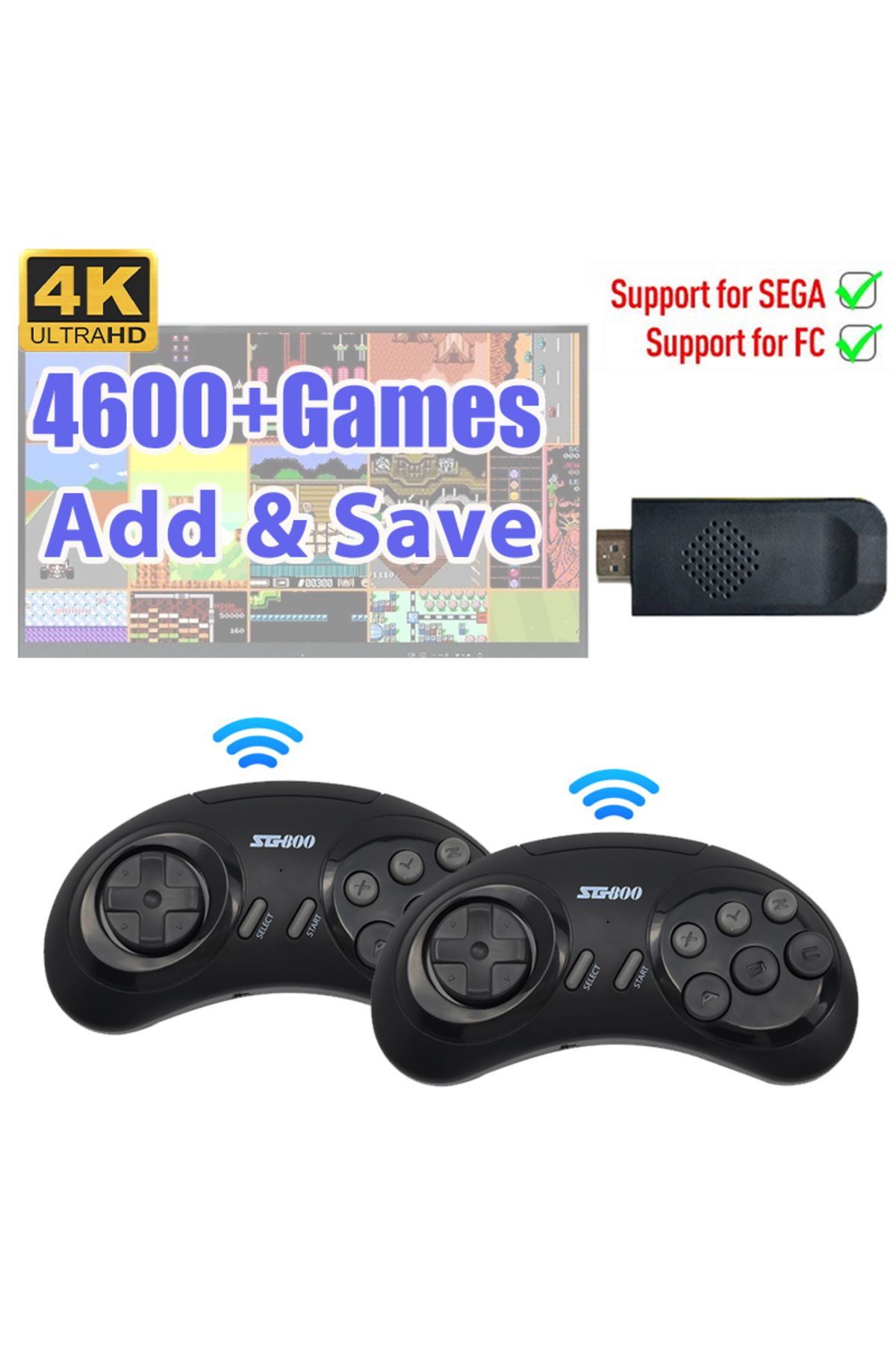 TECTINTER-16 Bit MD Retro Video Game Console For Sega Genesis Built-in 1500+ Classic Games Wireless Control... 8
