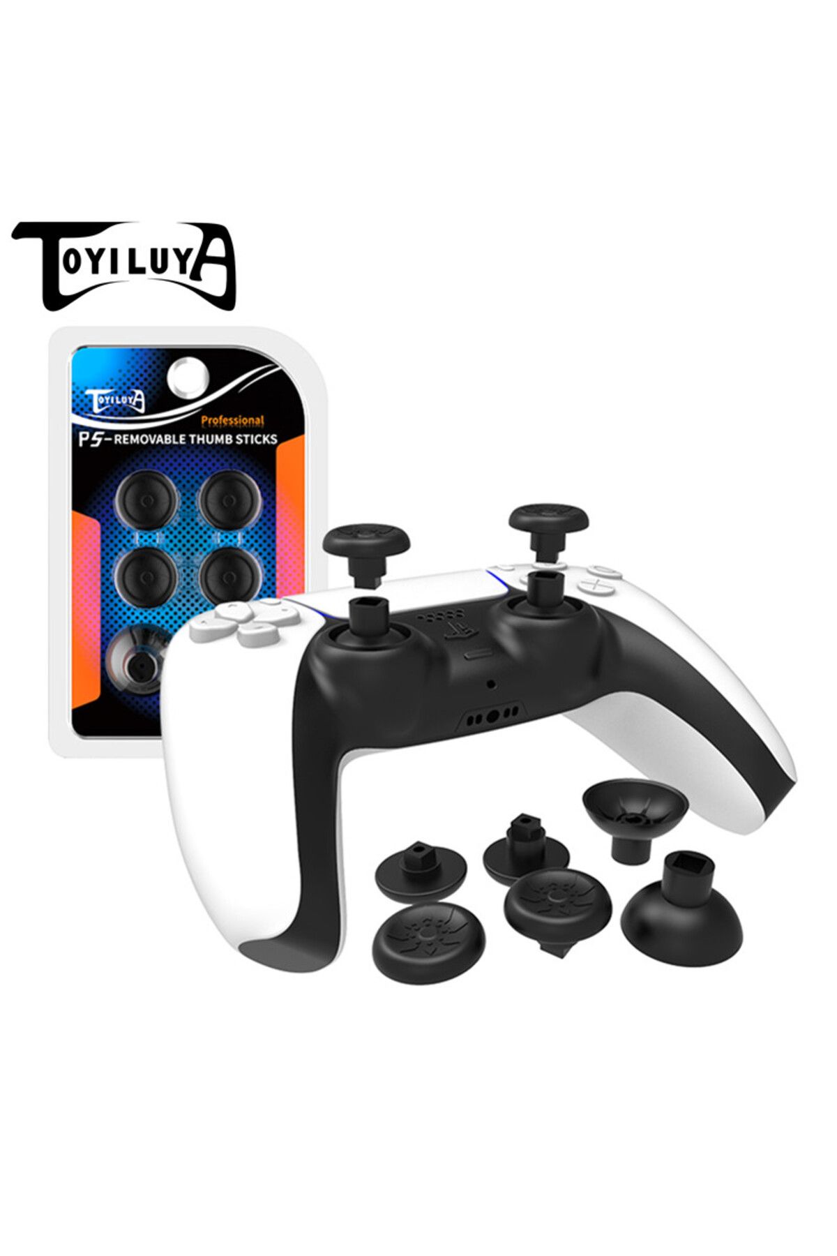TOYILUYA-6 in1Black Plastic Rocker Replacement Analog Stick Joystick Thumbsticks Button for PS5 Gamepad Co... 8