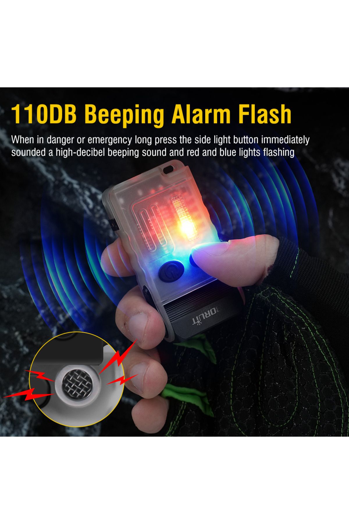 Choice-BORUiT V20 Keychain EDC LED Flashlight Head Swivels Type-C Rechargeable Magnet Torch Buzzer Work ... 4