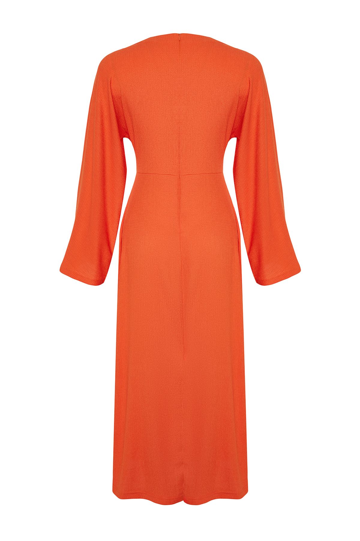 Trendyol Modest-Pomarańczowa sukienka dzianinowa z teksturą - hiszpańskie rękawy TCTSS23EB00210 8