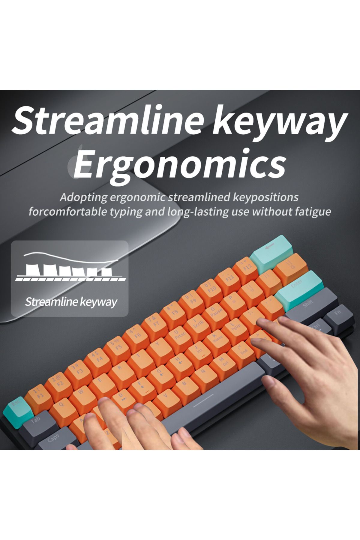 MUCAI-MKA610 USB Mini Mechanical Gaming Wired Keyboard Red Switch 61 Key Gamer for Computer PC La... 5