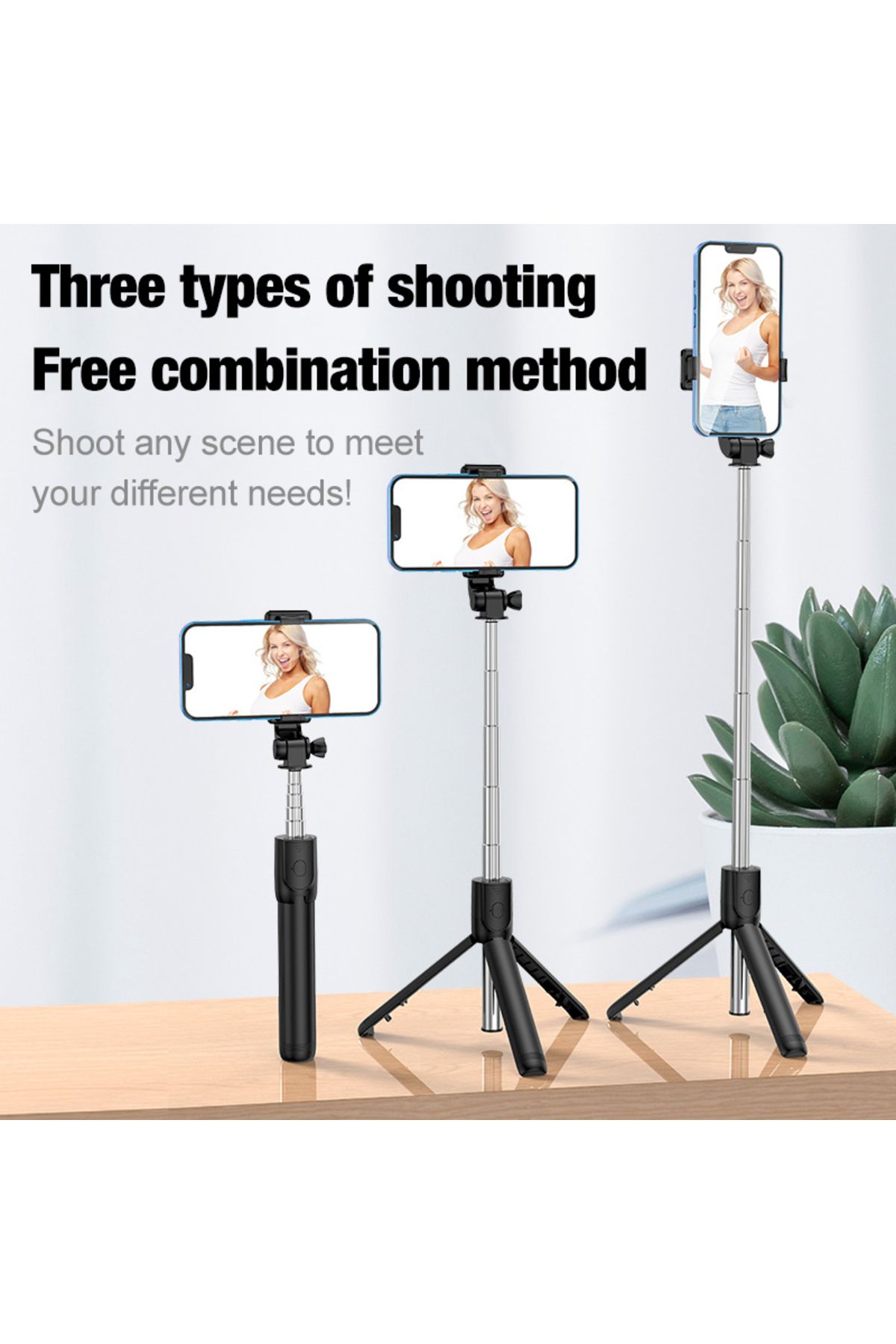 HONGDAK-Bluetooth Cell Phone Selfie Stick Tripod Wireless Remote multifunctional Extendable Portable Phon... 3
