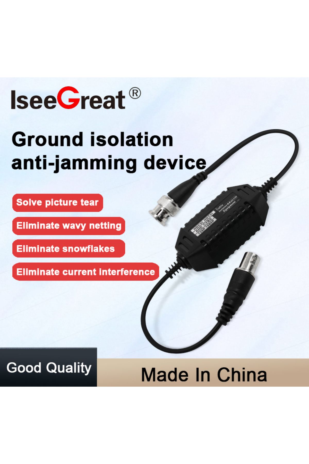 Choice-Video Anti-jamming Device Jamproof For TVI/CVI/AHD/CVBS Ground Loop Isolator Balun BNC Male To Fe... 1