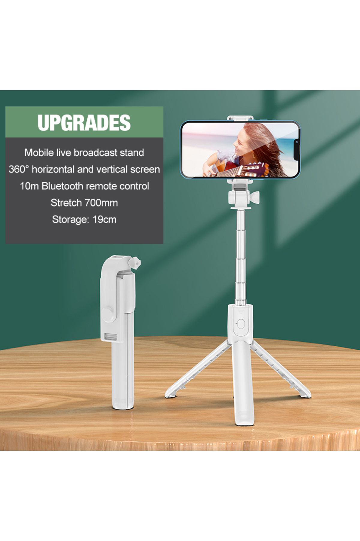 HONGDAK-Bluetooth Cell Phone Selfie Stick Tripod Wireless Remote multifunctional Extendable Portable Phon... 6