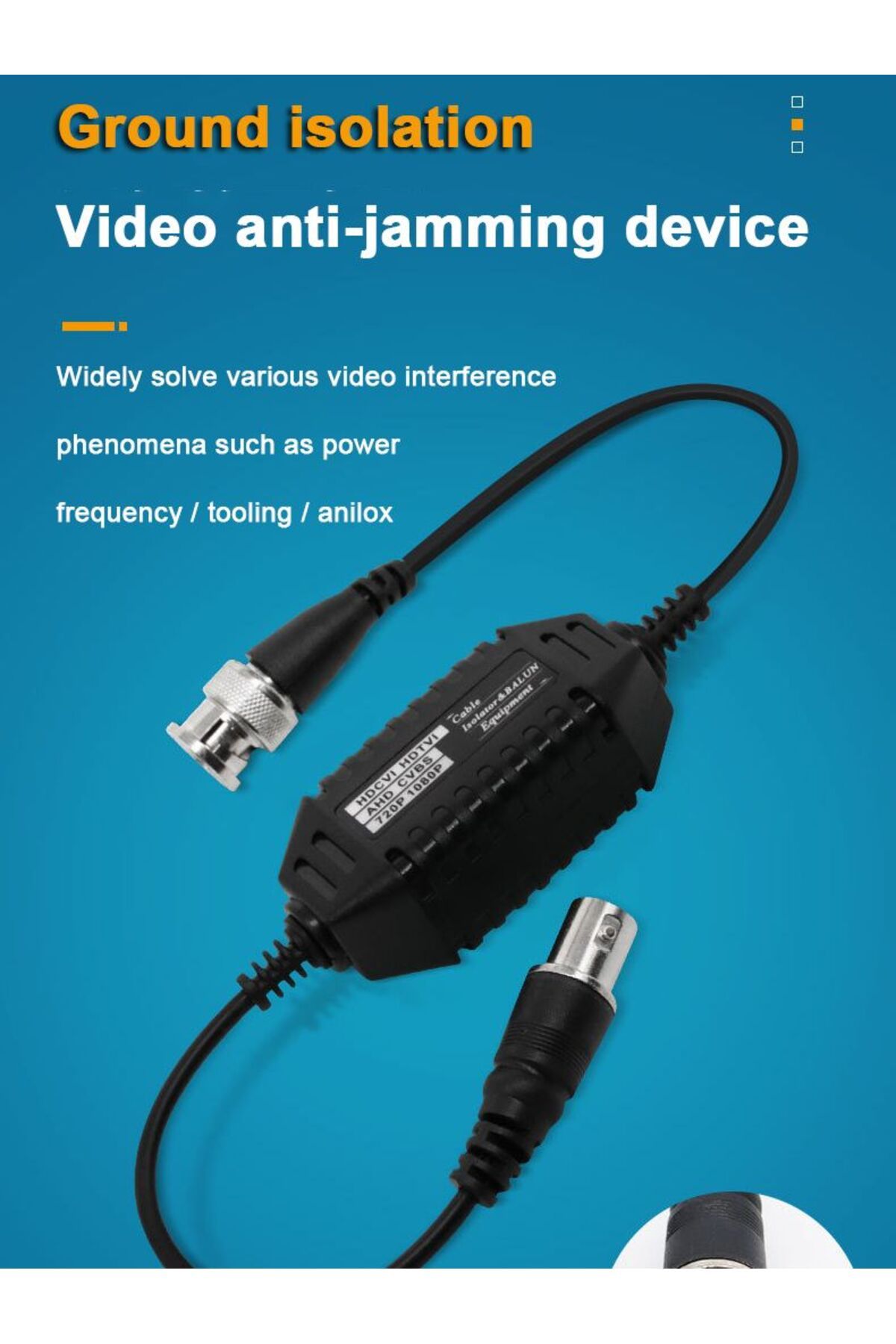 Choice-Video Anti-jamming Device Jamproof For TVI/CVI/AHD/CVBS Ground Loop Isolator Balun BNC Male To Fe... 7
