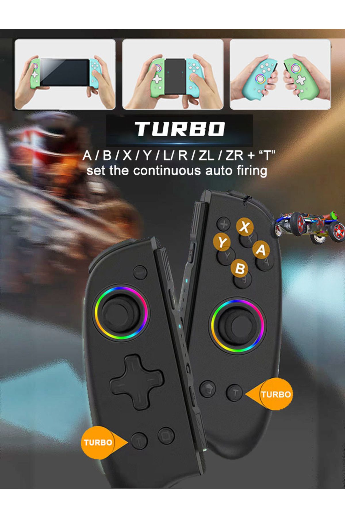 VILCORN-Joypad Game Controller Wireless (L/R) For Nintendo Switch / OLED Lite Gamepad Joysticks Con With ... 5