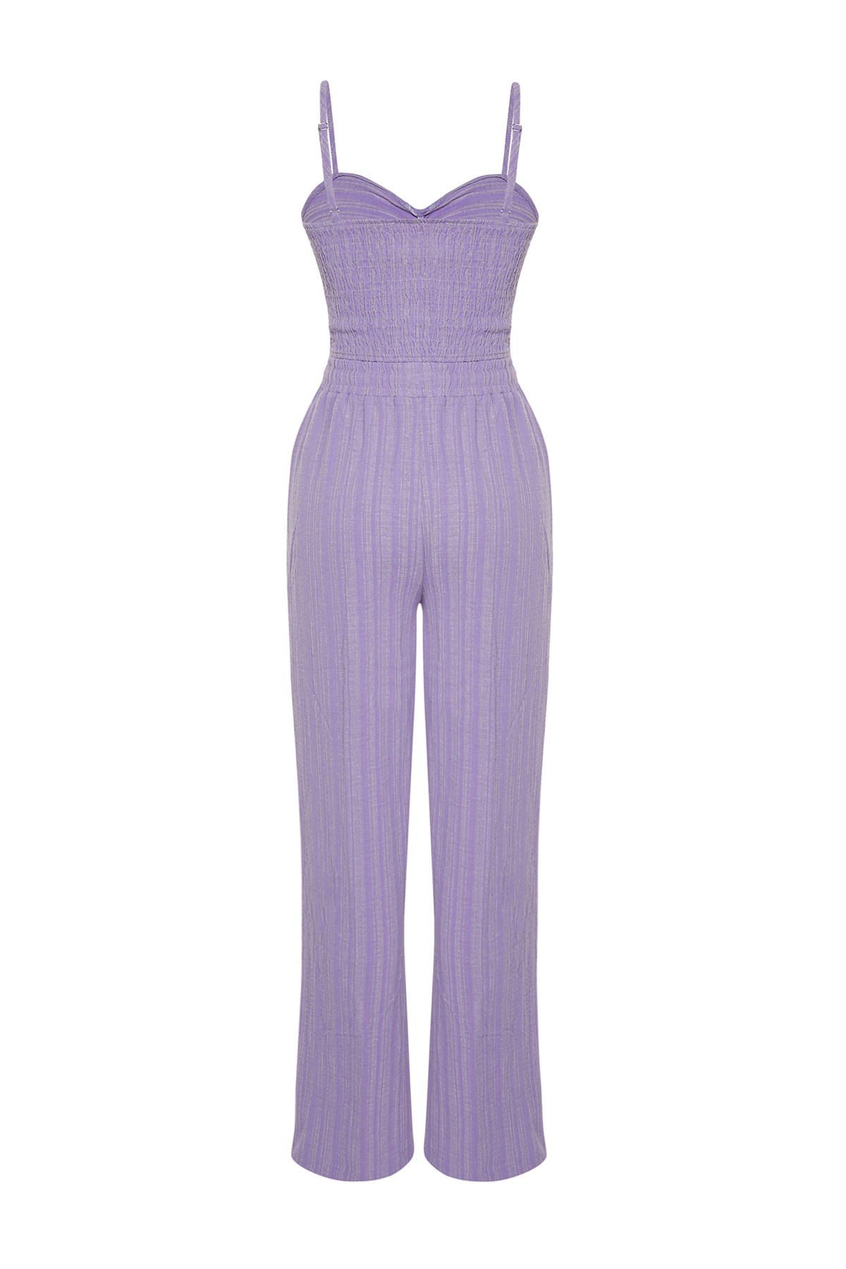 Trendyolmilla  Plaj Giyim Lila Dokuma Dokulu Bluz Pantolon Takım TBESS24AU00076 - Görsel 9