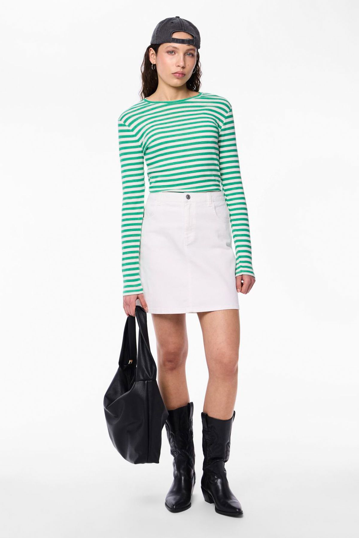 PIECES-Fustă DENIM PCPEGGY HW CULOARE CP 4