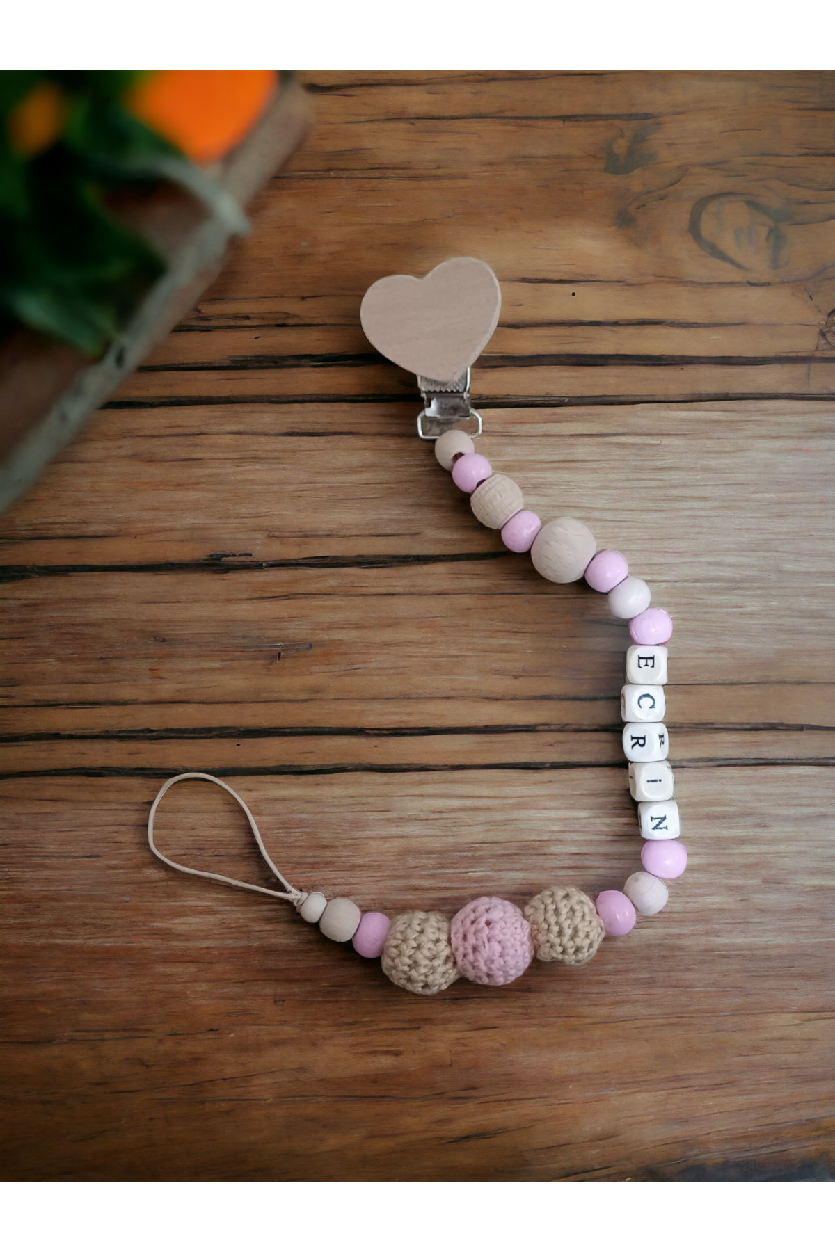 My Kids Room Doğal Ahşap Emzik Zinciri - Isimli Emzik Askısı Ahşap Emzik Zinciri Emzik Tutucu fotoğrafı 2 (önizleme)