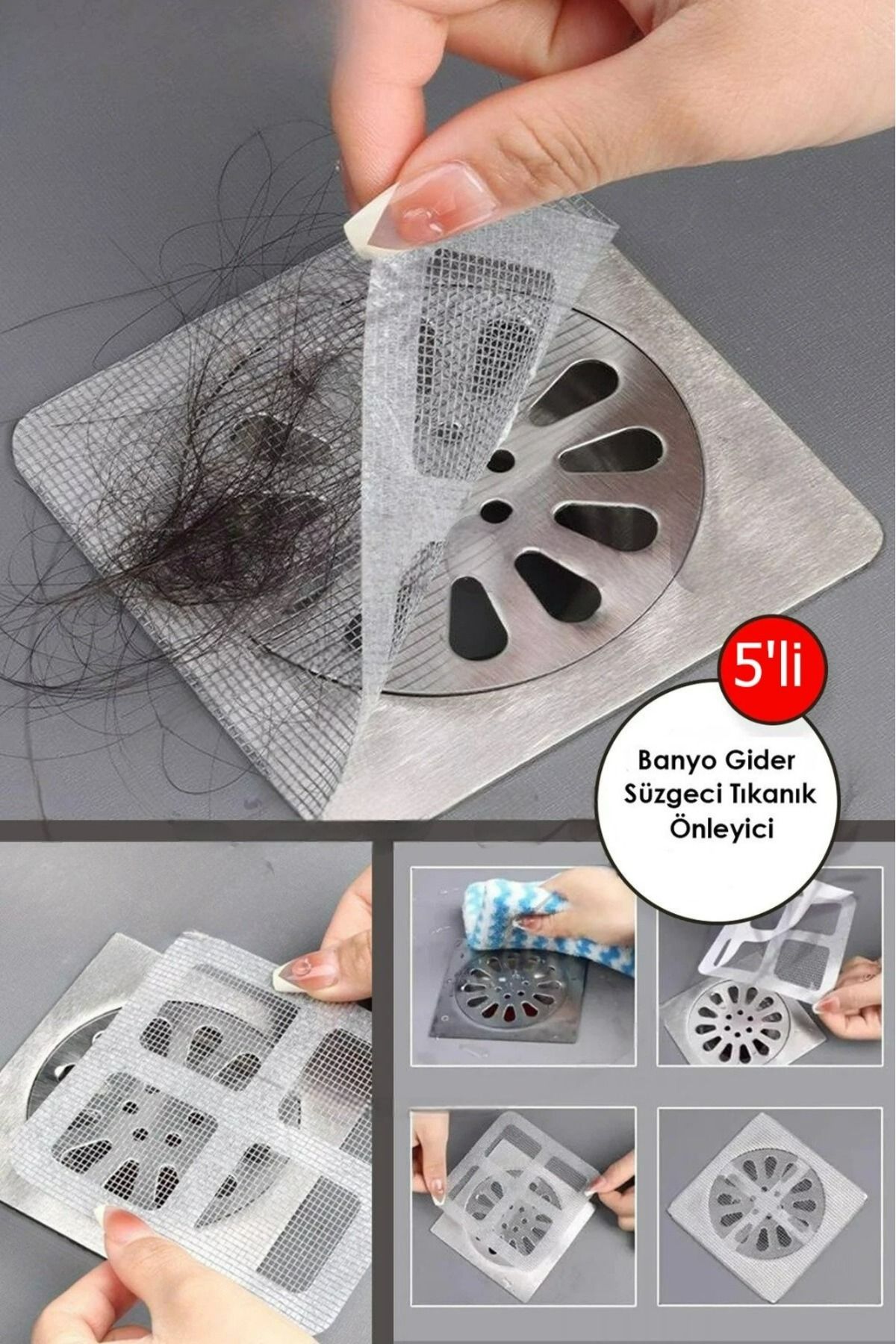 5 ADET Pratik Banyo Gider Süzgeci Saç Yakalayıcı Süzgeç Banyo Duş Gider Tıkanık Önleyici Süzgeç