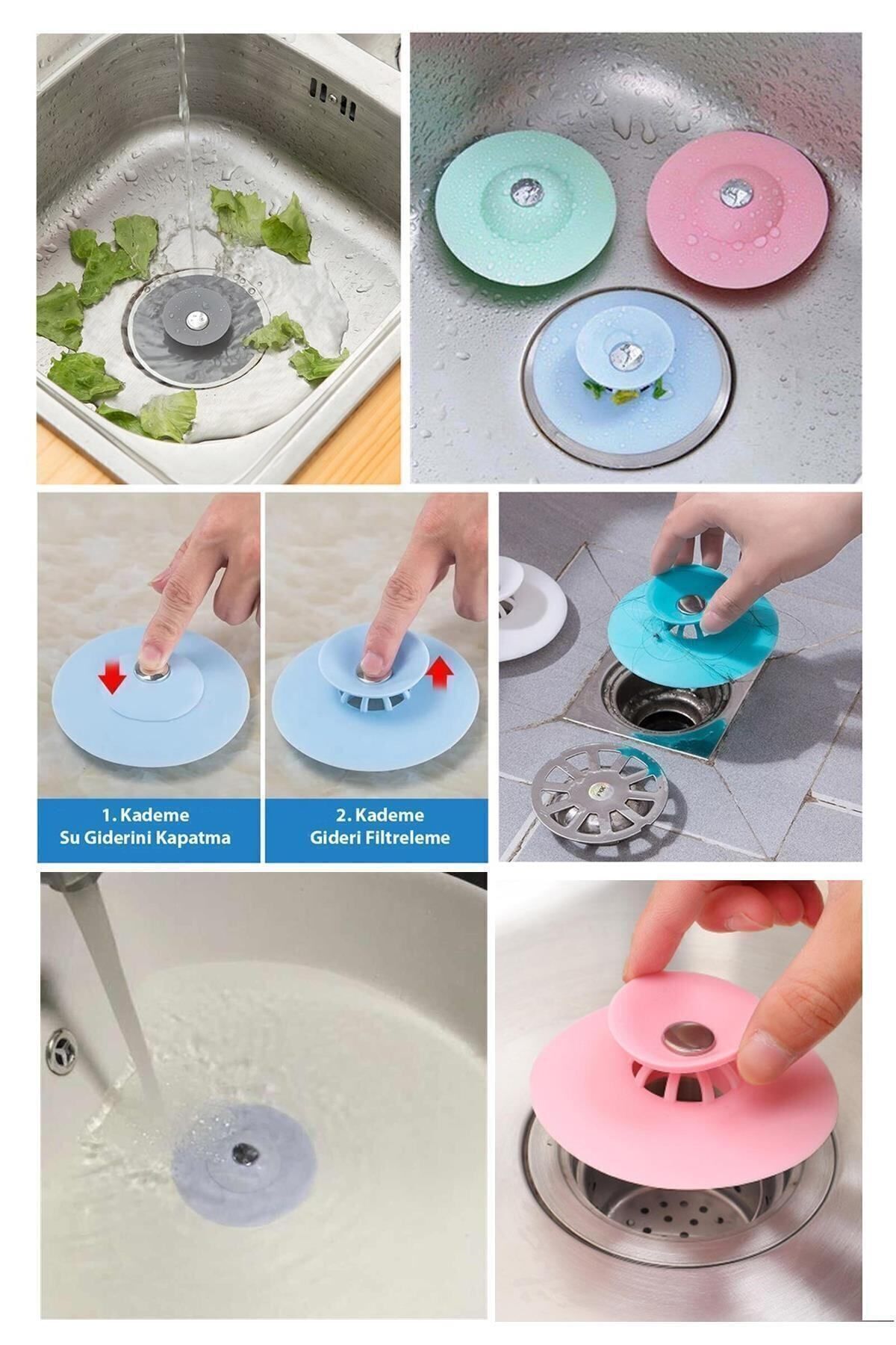 AYGÖREN HOME Silikon Lavabo Ve Küvet Tıkacı Süzgeç, 2 Fonksiyonlu Gider Kapatıcı 1 Adet