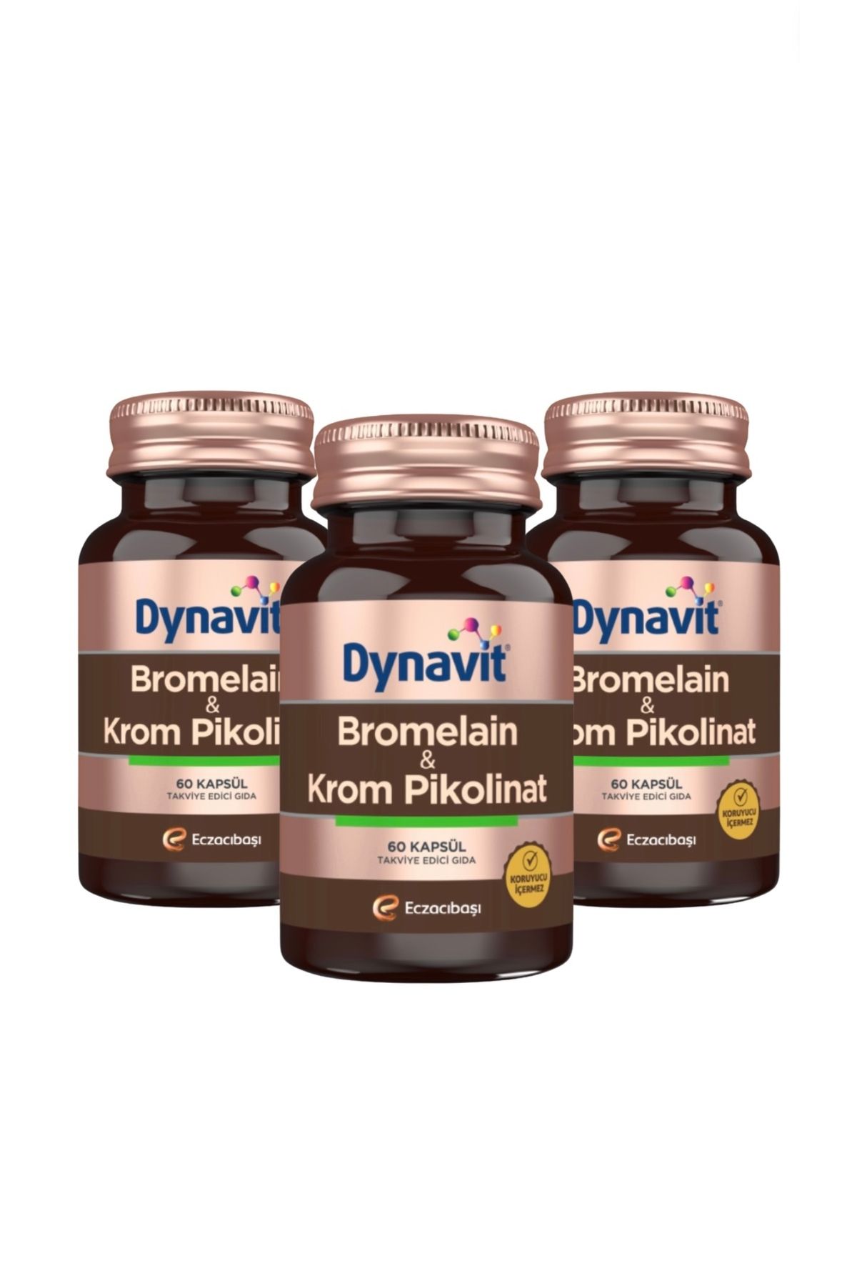 Dynavit-3 PiecesBromelainChrome Picolinate - 60 Capsules 1