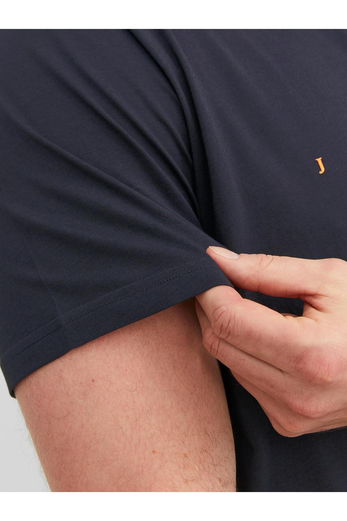 تیشرت مردانه آبی سرمه ای جک اند جونز | 4YETSBS35803 اورجینال - تصویر 4