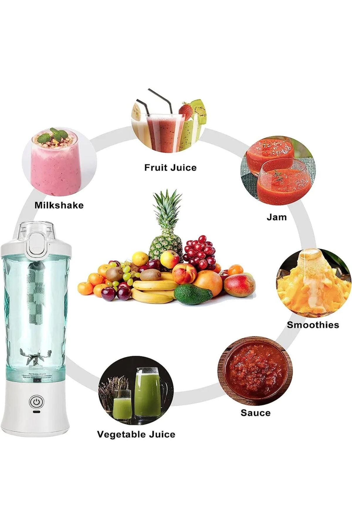 3life-Portable Blender Juicer Multifunctional Usb Charging 600ml Electric Juicer Machine Fresh Fruit Ju... 6