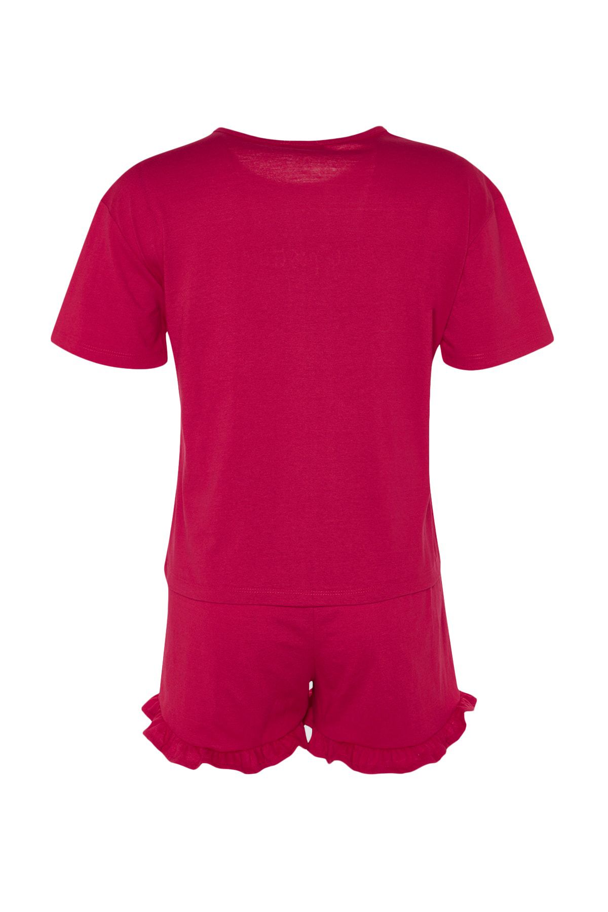 Trendyol Collection-Fuchsia Embroidered Embroidered 100% Cotton Knitted Pajama Set with Shorts - Thmss20Pt0165 9