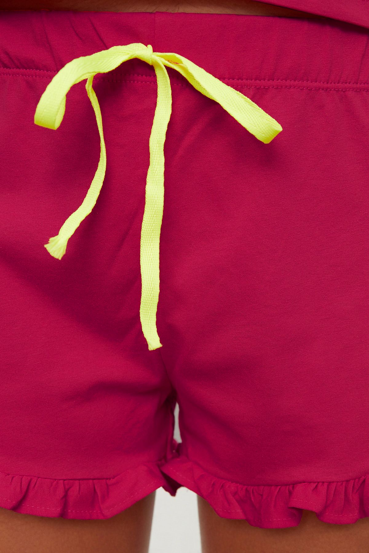Trendyol Collection-Fuchsia Embroidered Embroidered 100% Cotton Knitted Pajama Set with Shorts - Thmss20Pt0165 5