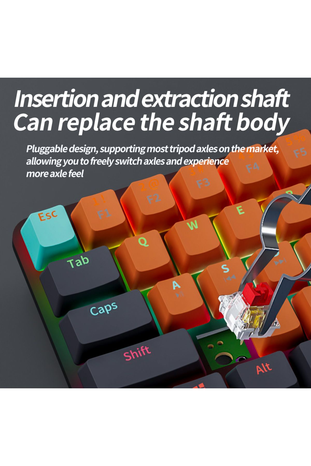 MUCAI-MKA610 USB Mini Mechanical Gaming Wired Keyboard Red Switch 61 Key Gamer for Computer PC La... 3