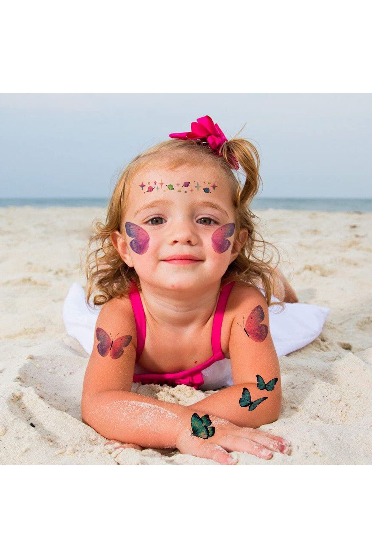Choice-12 Sheets Butterfly Tattoos Temporary for Kids Women Eyes Make Up Galaxy Waterproof Face Tattoo S... 6