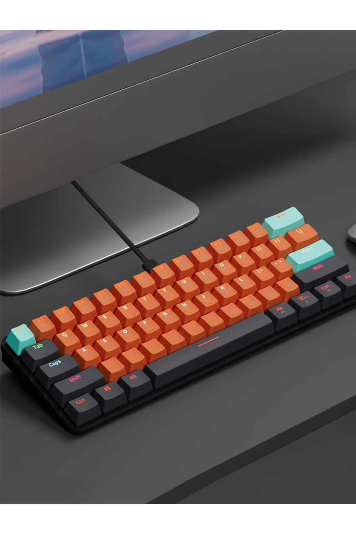 MUCAI-MKA610 USB Mini Mechanical Gaming Wired Keyboard Red Switch 61 Key Gamer for Computer PC La... 8