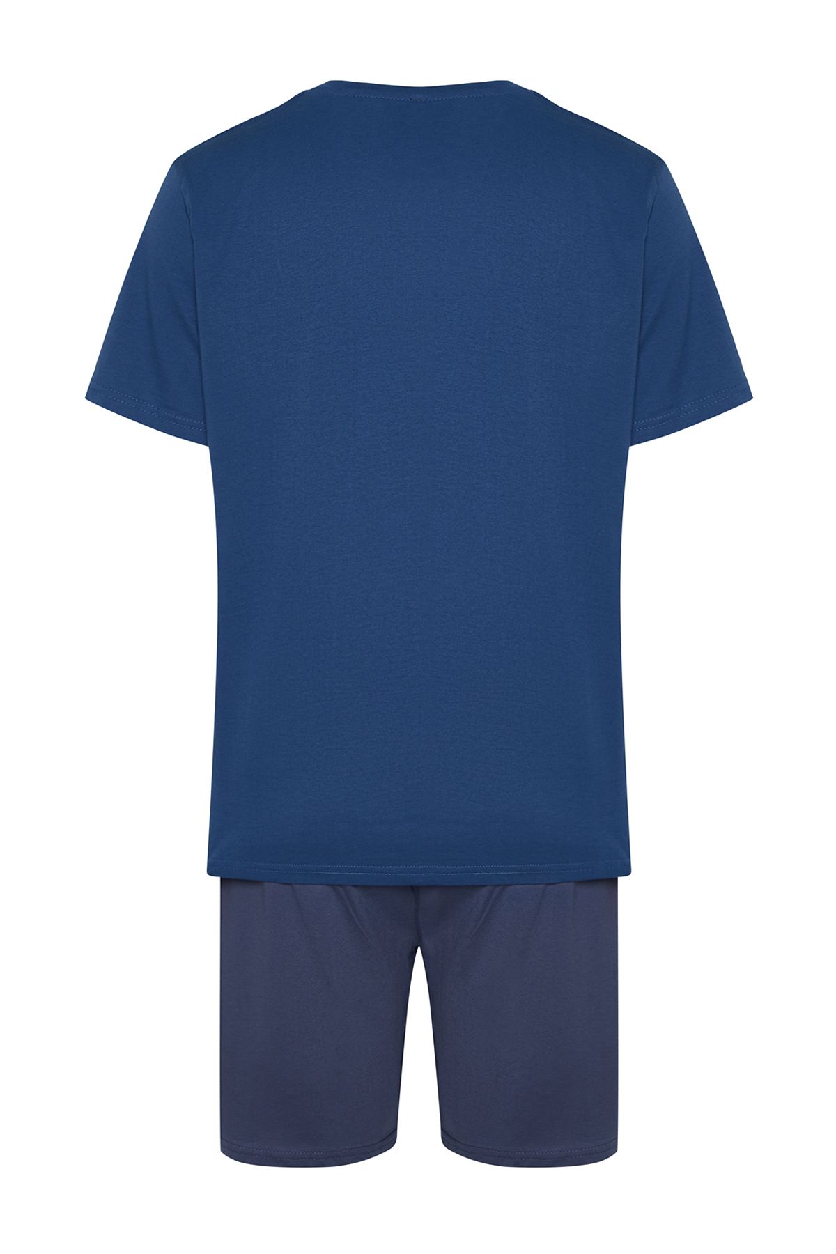 Trendyol Collection-Regular Fit Indigo Printed Knitted Pajamas Set - TMNSS24PT00044 8