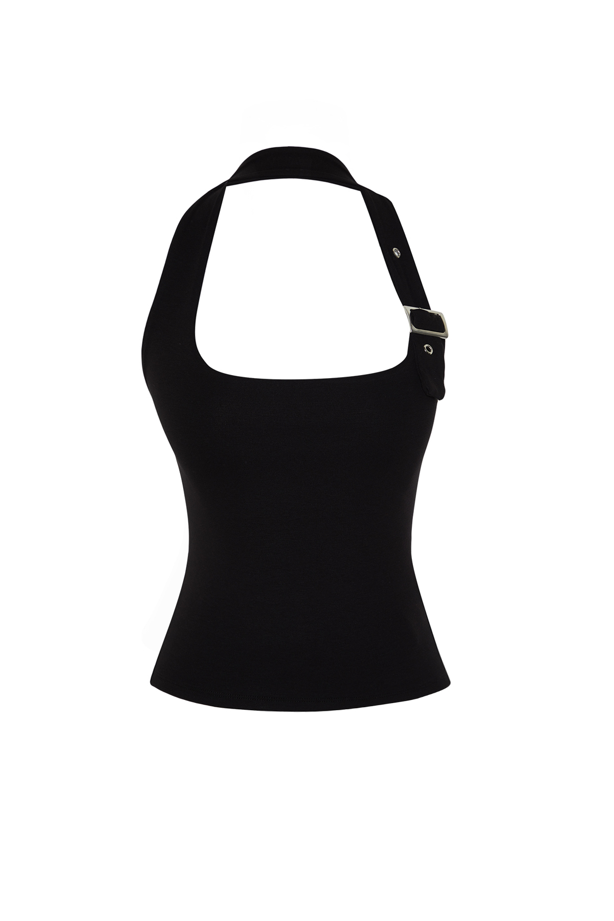 Trendyolmilla  Siyah Boyundan Bağlamalı Kemer Detaylı Fitted/Vücuda Oturan Örme Bluz TWOSS24BZ00580 - Görsel 7