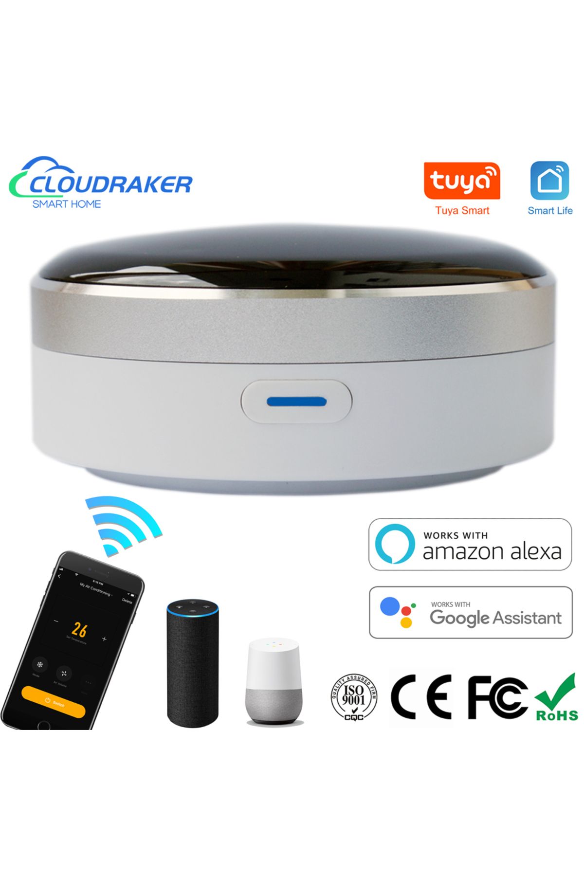 CLOUDRAKER-Tuya Smart Universal Infrared Remote Control IR Blaster App Control Works with Alexa G... 1